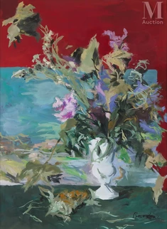 Bouquet de fleurs dans un vase blanc