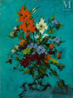 Bouquet de fleurs sur fond vert