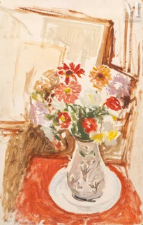 Bouquet de fleurs dans l'atelier de l'artiste
