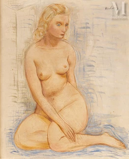 Moise KISLING (Cracovie 1891- Sanary sur mer 1953) — Nu assis, 1936