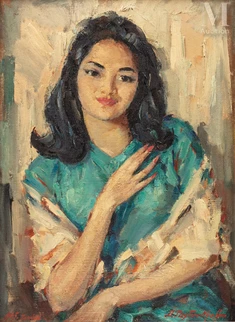 Portrait d’une jeune fille à la robe verte
