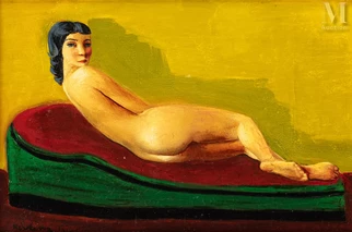 Moïse KISLING (Cracovie 1891 - Sanary sur Mer 1953) — Nu au canapé, 1951