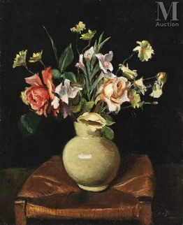 Bouquet de fleurs sur fond noir