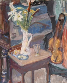 Nature morte au violon et au bouquet